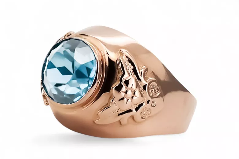 Prsten Vintage Aquamarine Originální Vintage 14k z růžového zlata vrc078r